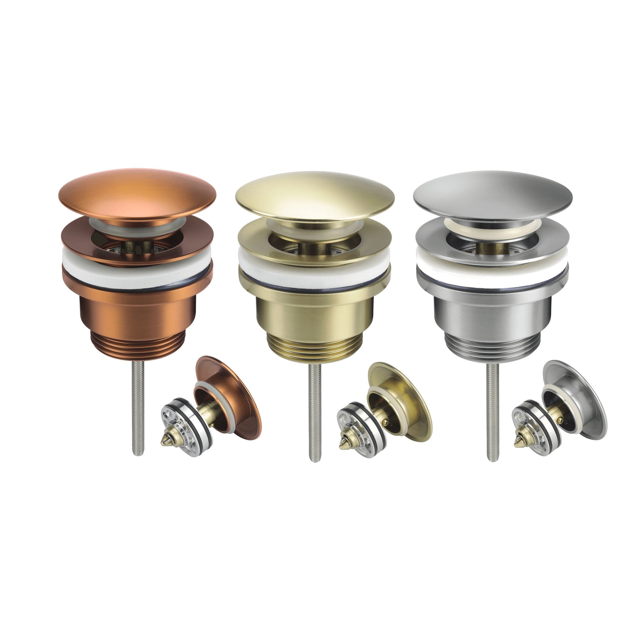 Korki KLIK - KLAK MIEDŹ, ZŁOTY SZCZOTKOWANY, STAL SZCZOTKOWANA